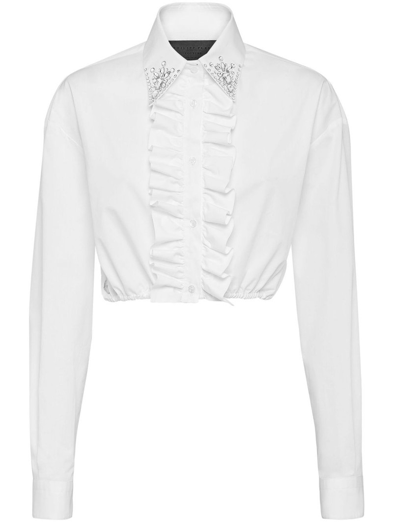 cropped ruffled cotton shirt 1