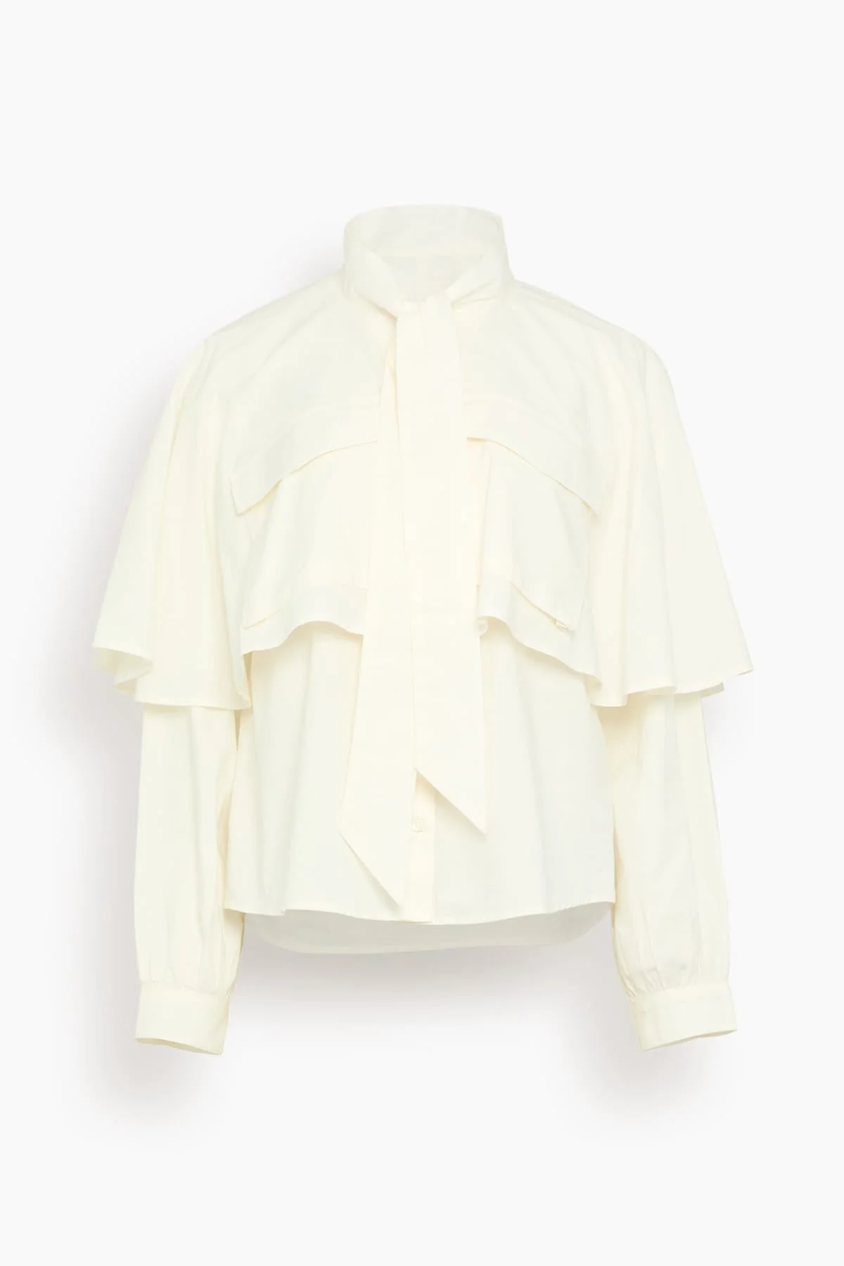 Tristan Long Sleeve Cape Top in Cream - 1