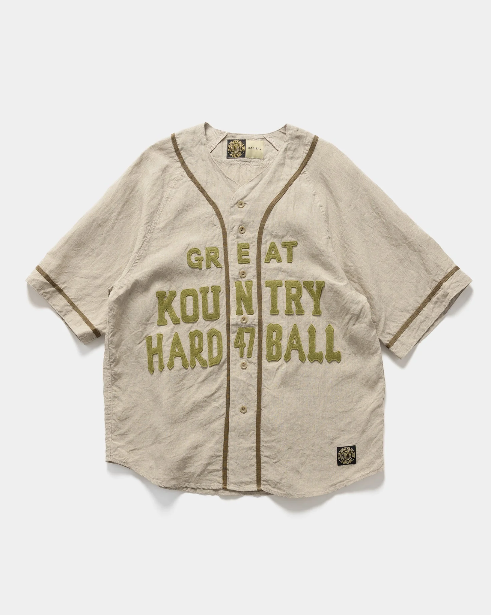 French Linen GREAT KOUNTRY Baseball Shirt Beige - 1