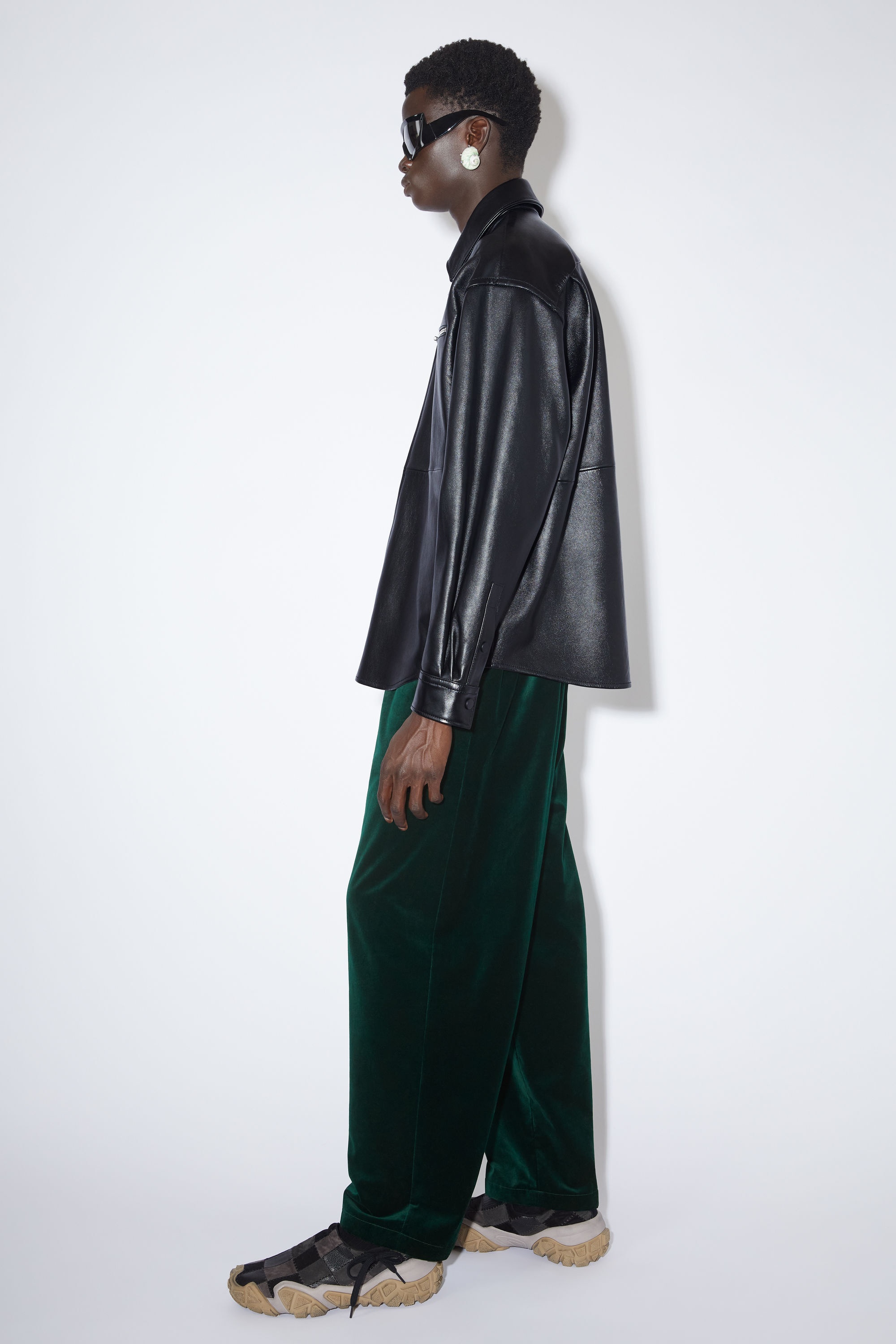 Leather overshirt - Black - 4
