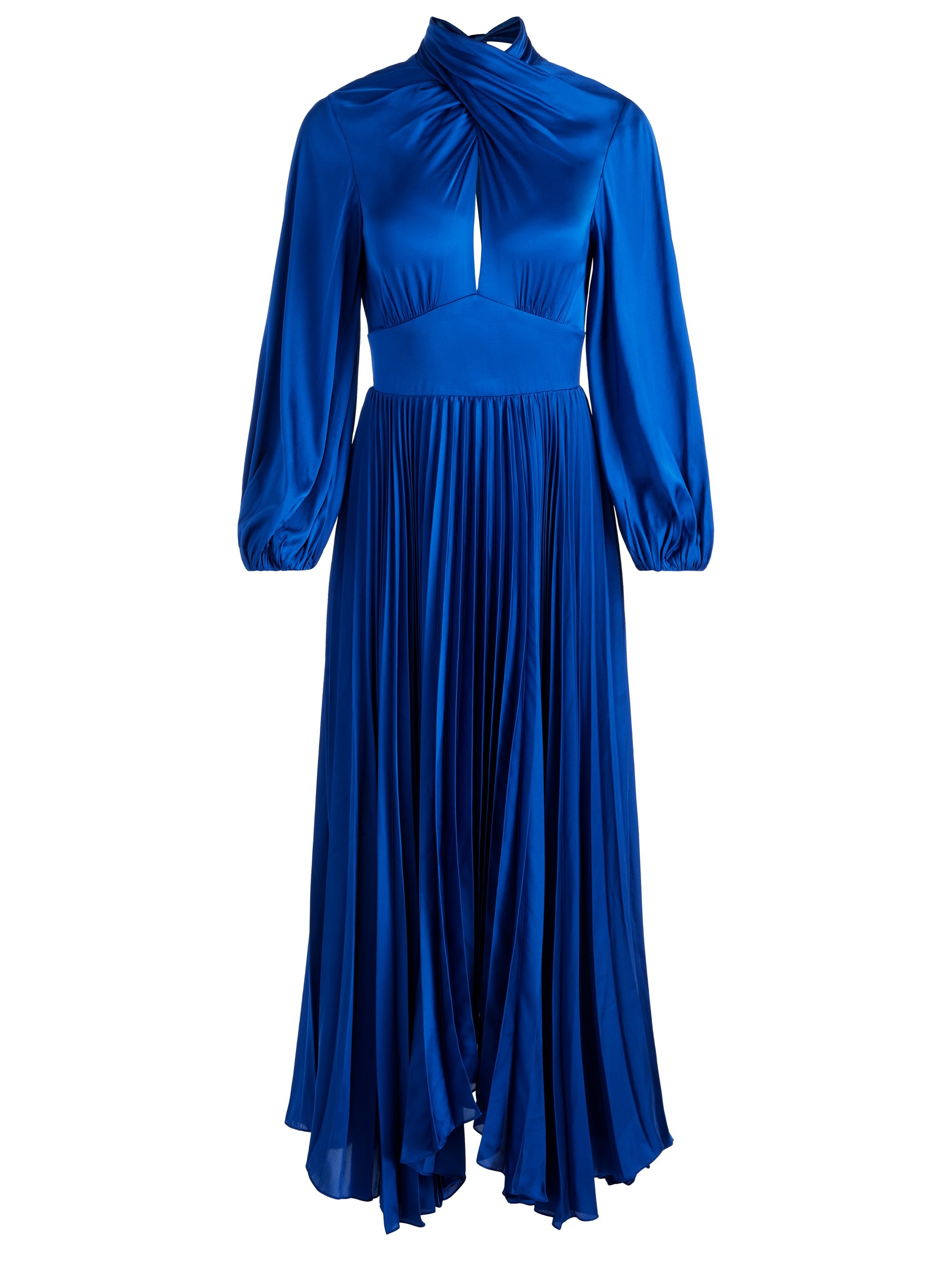MAHOGANY TWIST NECK PLEATED MAXI DRESS - 1