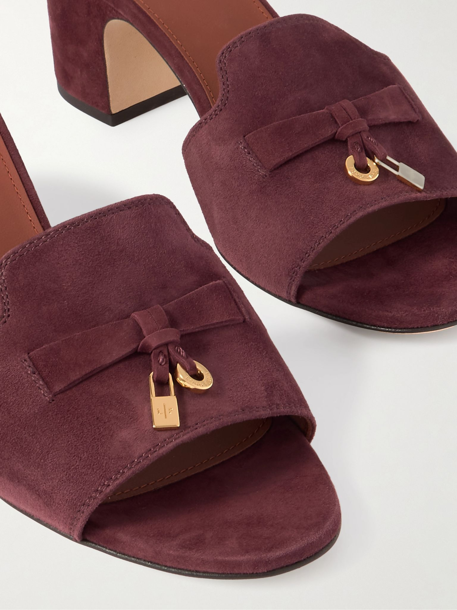 Summer Charms embellished suede mules Burgundy - 4
