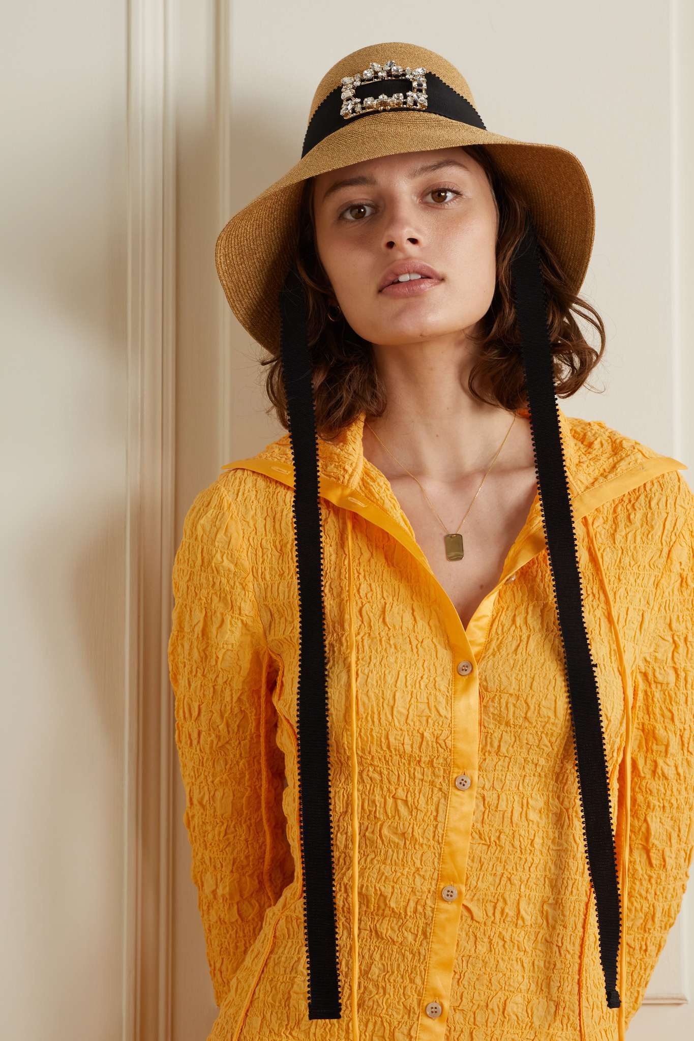 Roger Vivier Broche Vivier Buckle Hat in Straw | REVERSIBLE