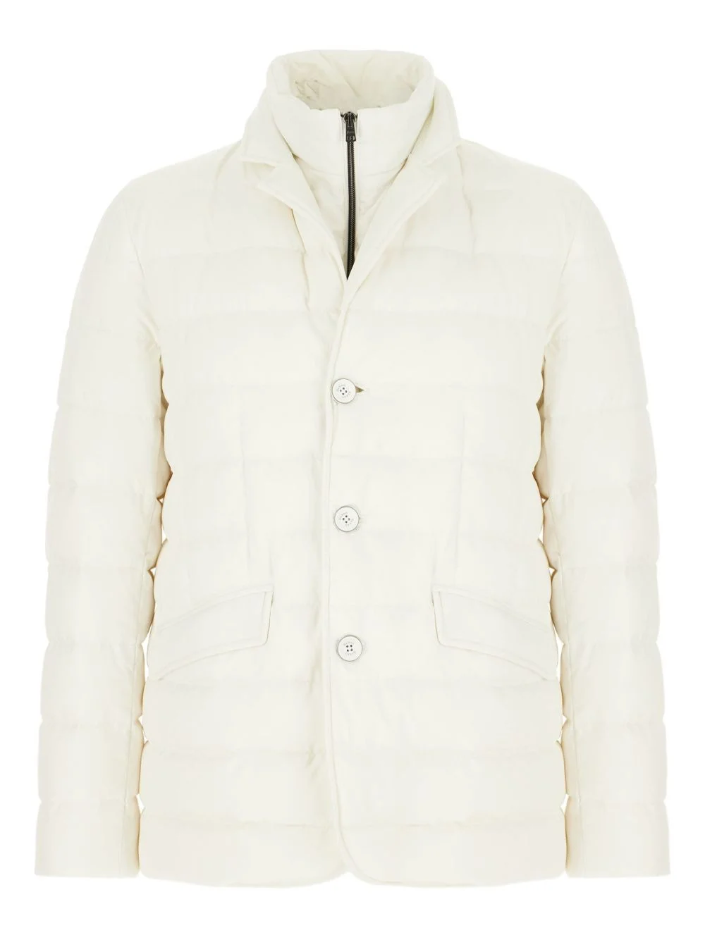 quilted button-fastening padded jacket - 1