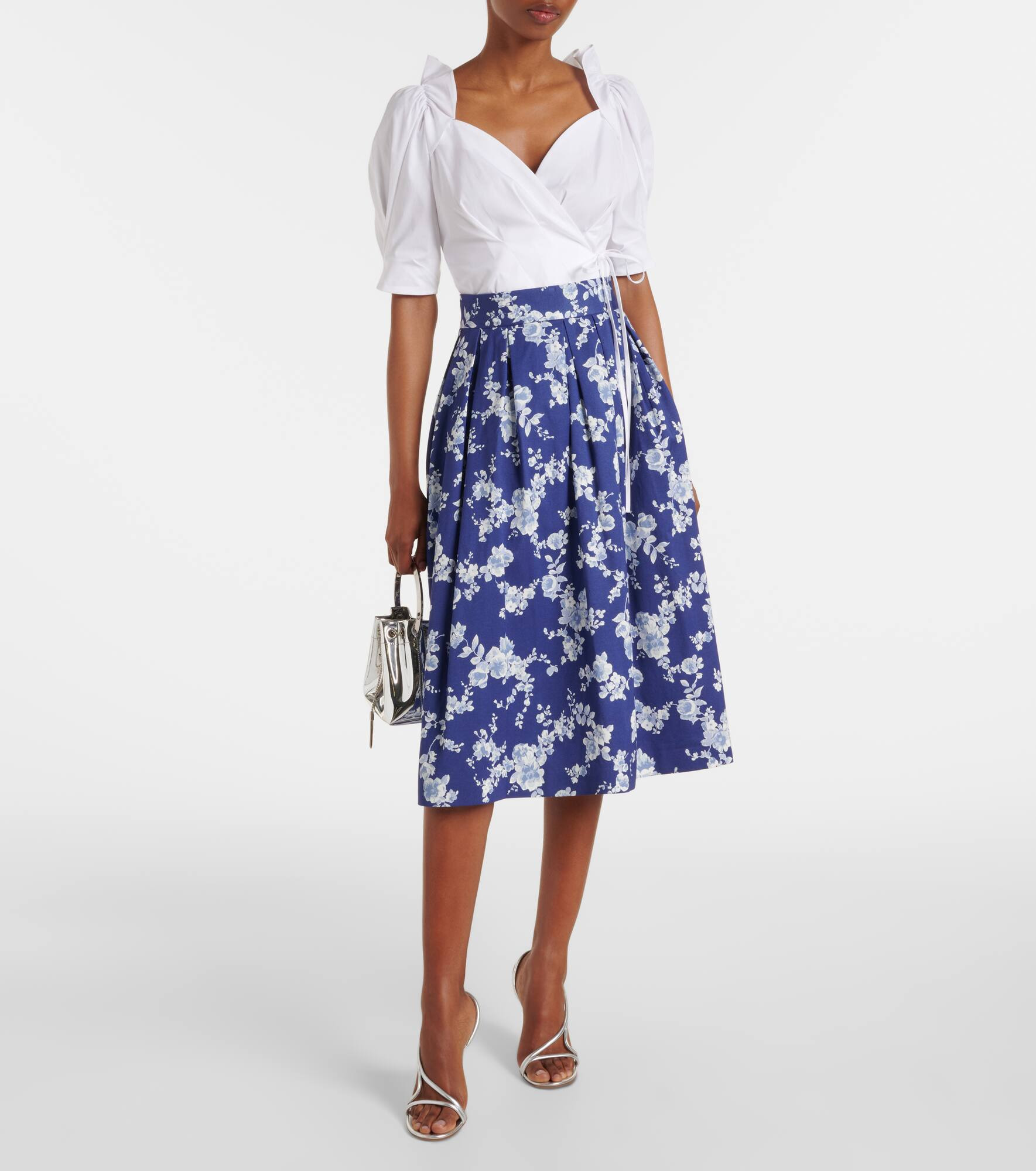 Floral faille midi skirt - 2