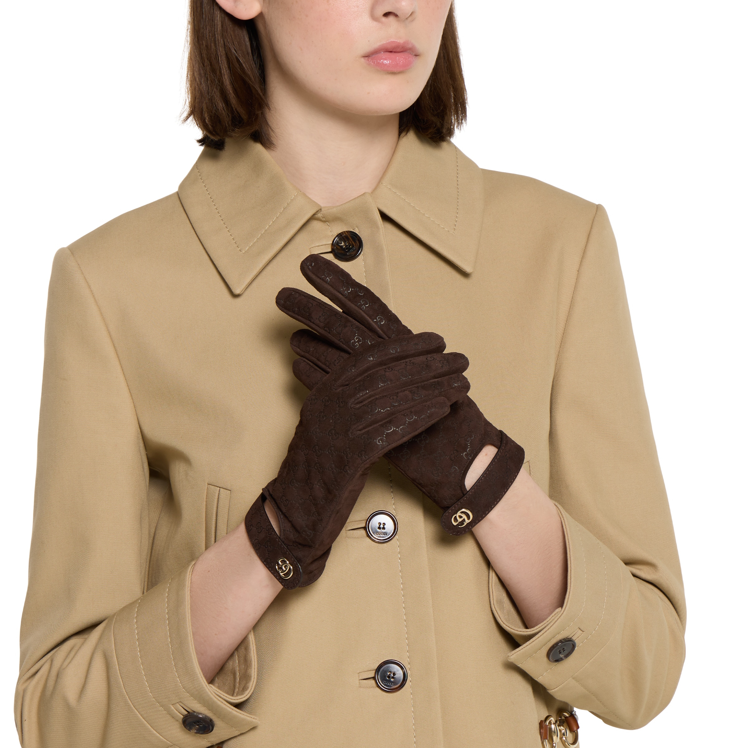 GG leather gloves with Double G - 3