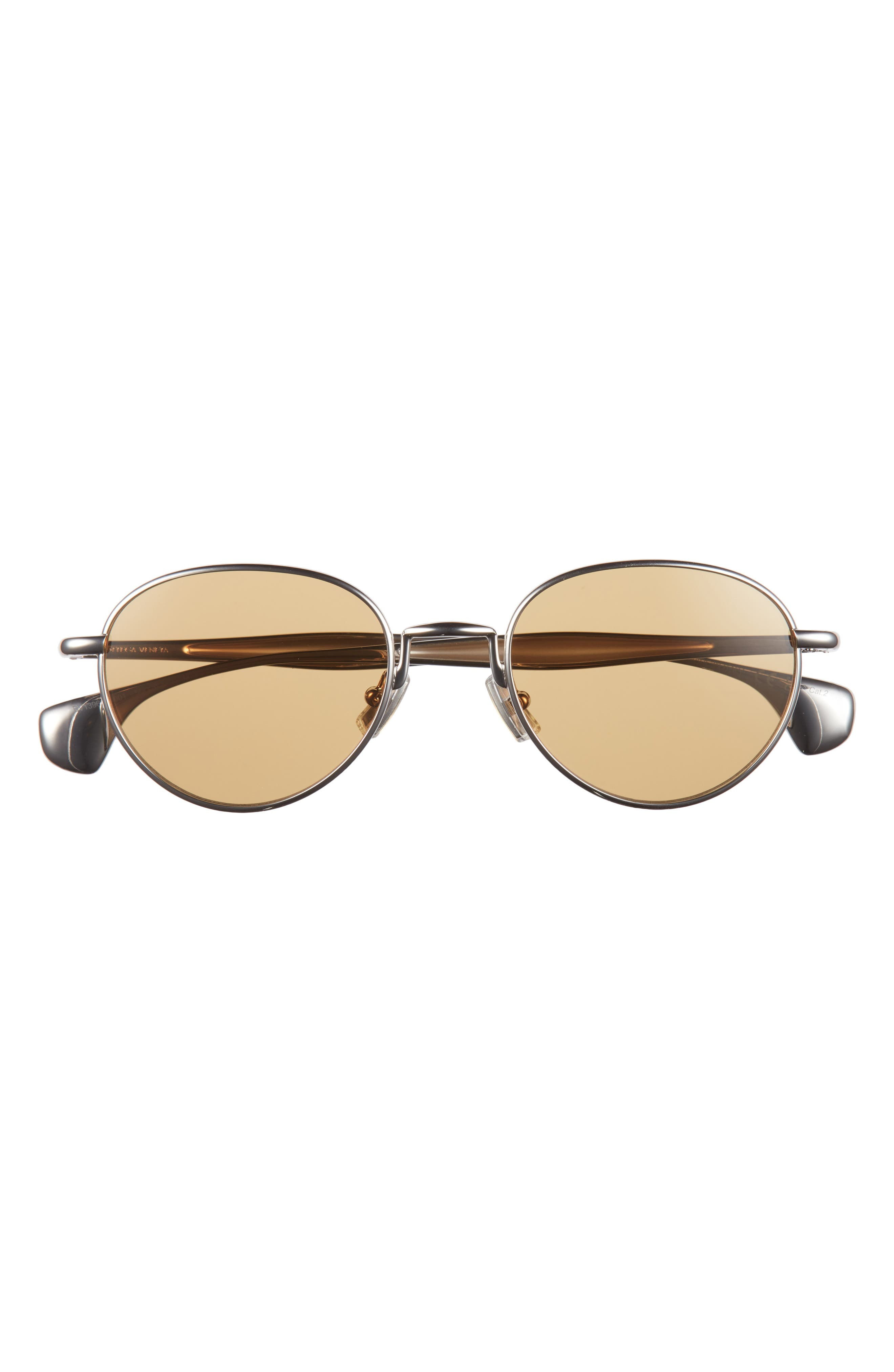 Bottega Veneta 50mm Small Oval Sunglasses in Silver at Nordstrom - 1