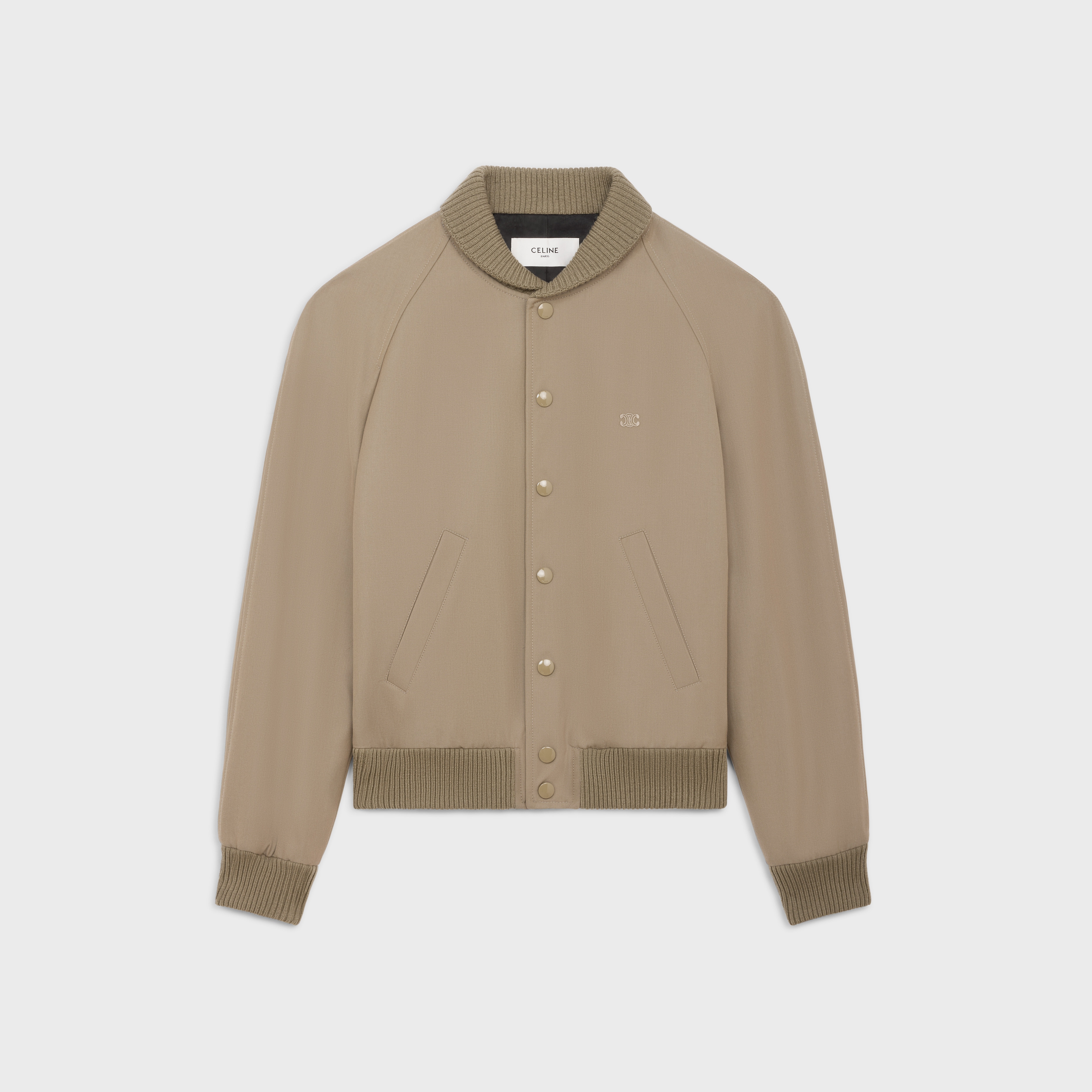 CELINE triomphe teddy jacket in cotton and wool gabardine