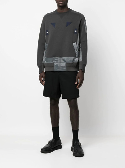 sacai panelled crew-neck sweatshirt outlook