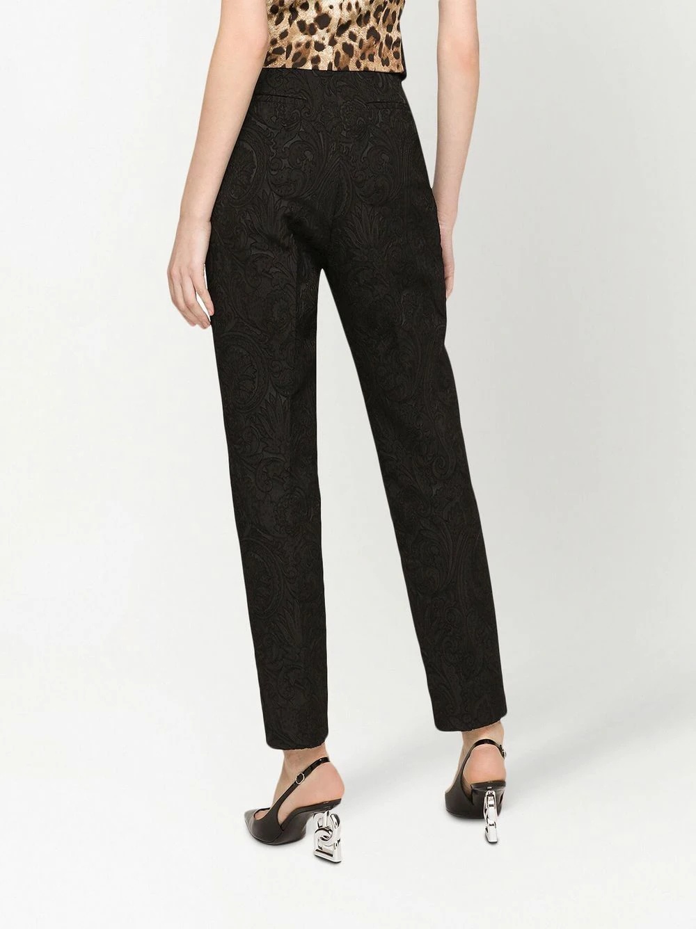 high-waisted jacquard trousers - 4