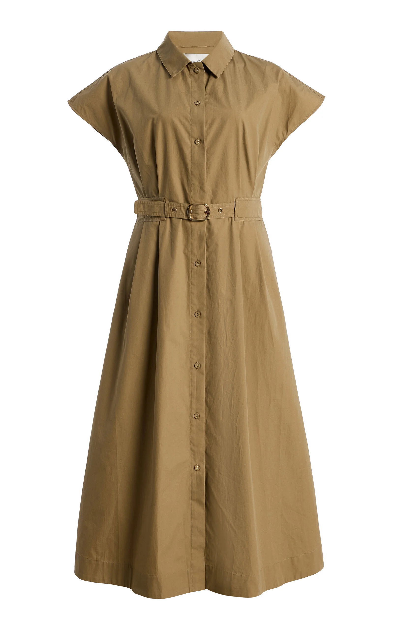 Sawyer Belted Cotton Midi Dress khaki - 1