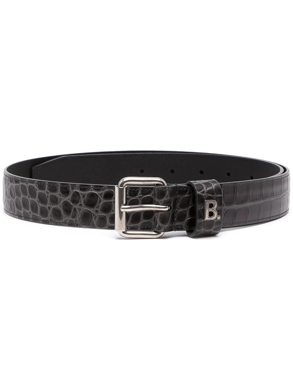 logo-plaque crocodile-effect belt - 1