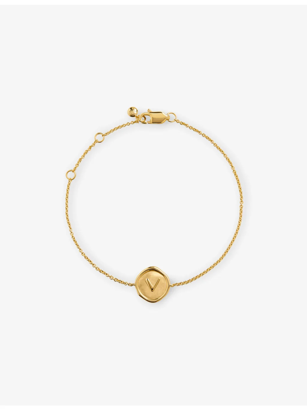 Initial V Stamp 18ct Yellow Gold Vermeil Chain Bracelet - 1