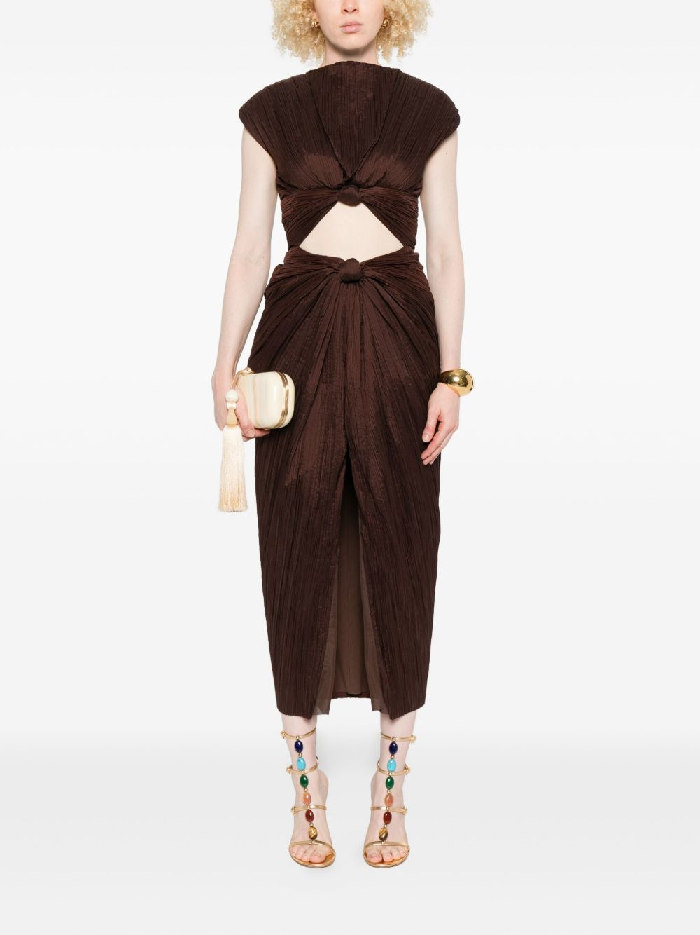 Inaya plissé knot-detail midi dress - 2