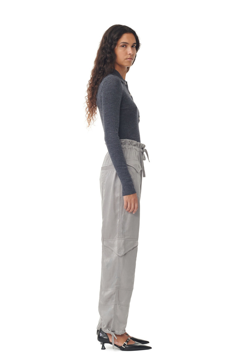 GREY WASHED SATIN PANTS 4