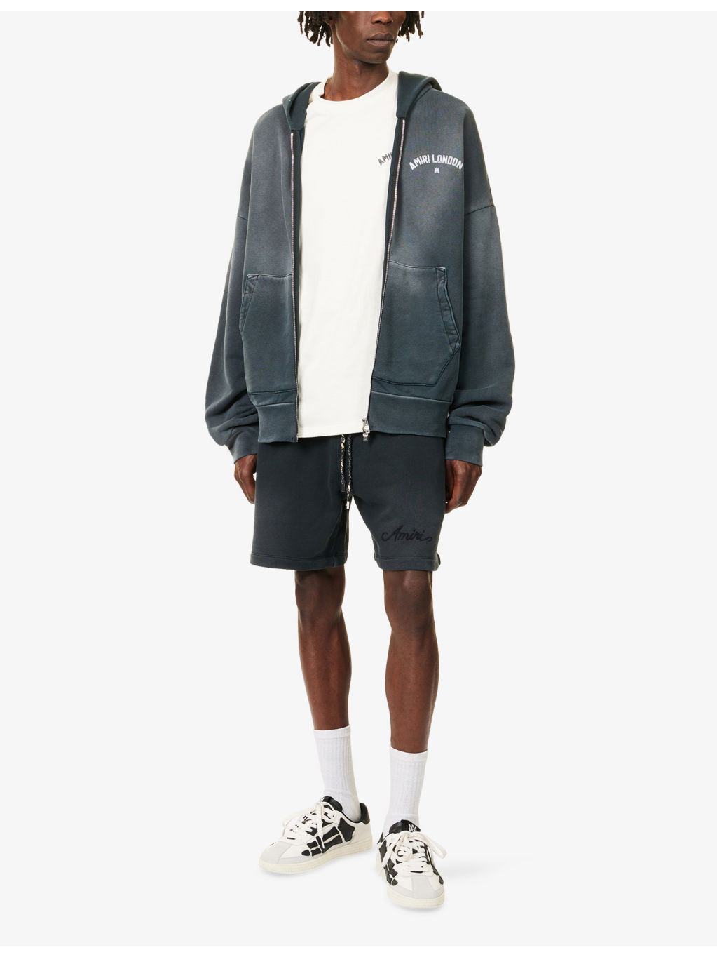 Embroidered-Logo Bleached Cotton-Jersey Shorts - 2