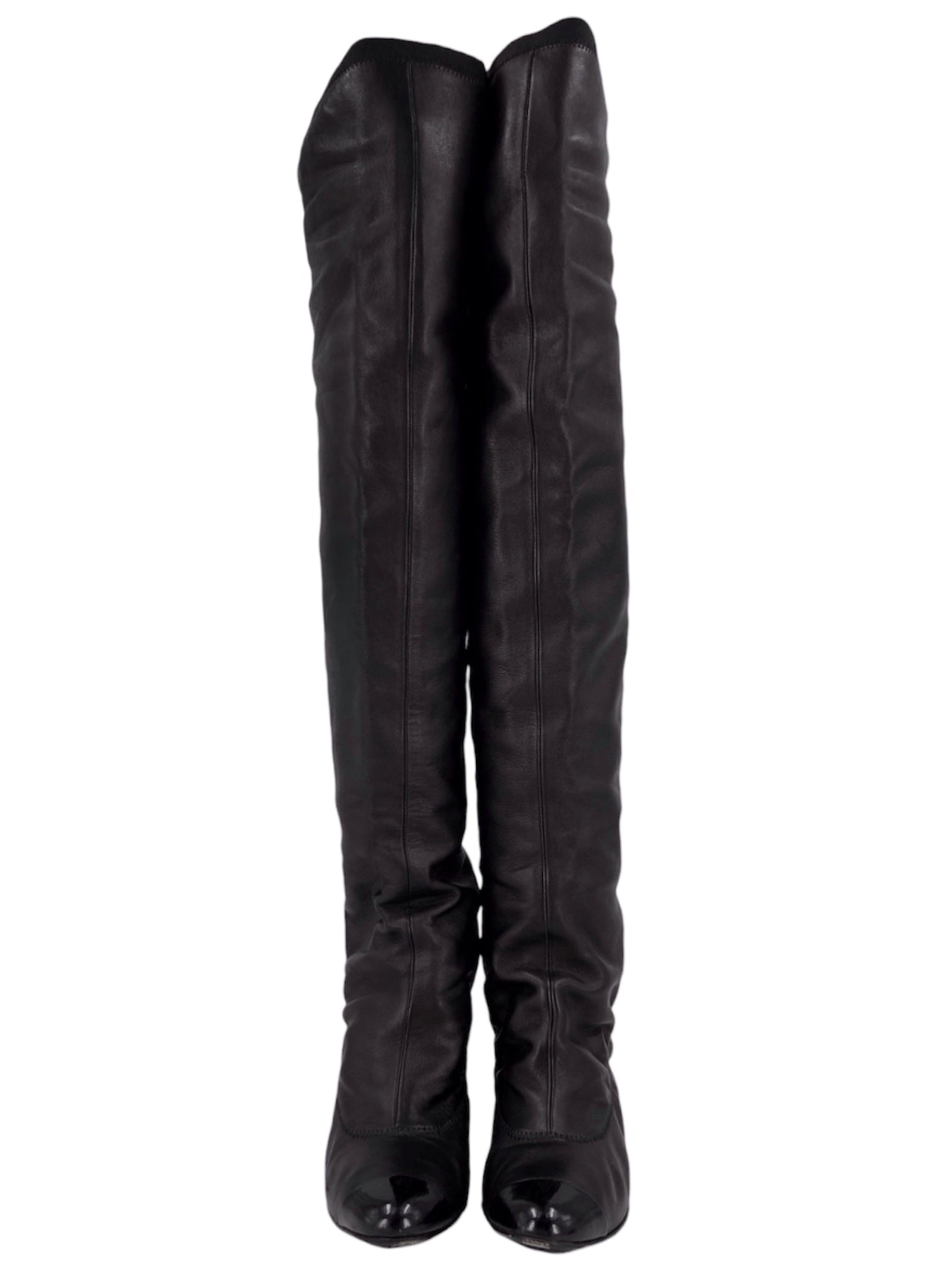 Chanel 90s Karl Lagerfeld Logo Lambskin Leather Boot 35.5 - 4