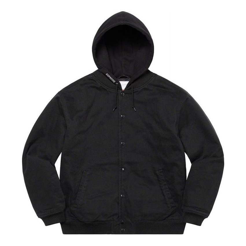 Supreme Hooded Twill Varsity Jacket 'Black' SUP-SS22-870-BLK - 1