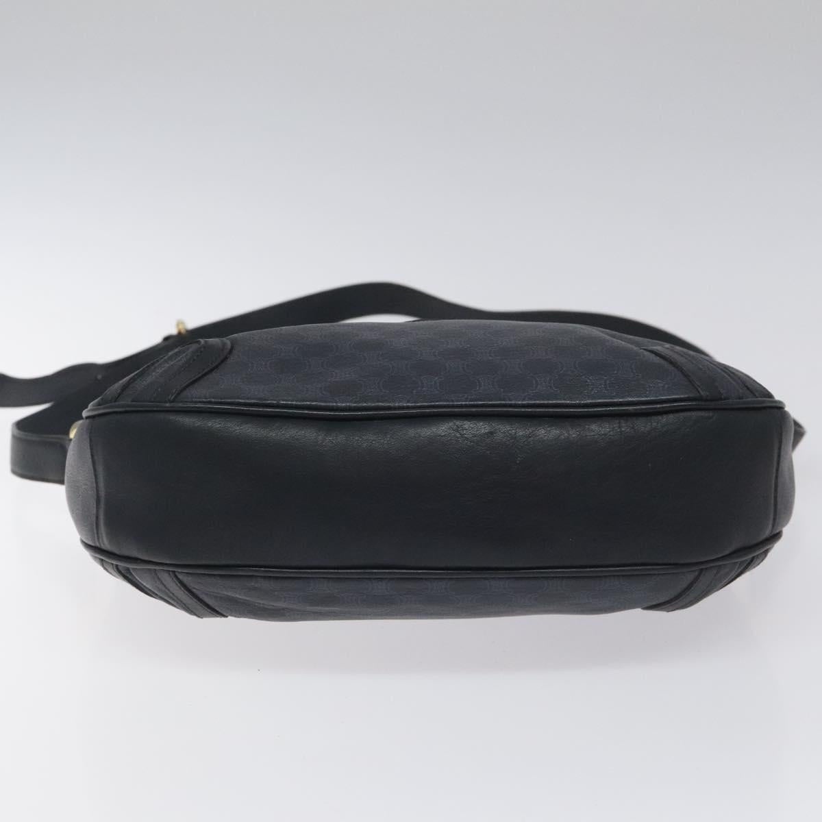 CELINE Macadam Canvas Shoulder Bag Leather Navy Gold - 9
