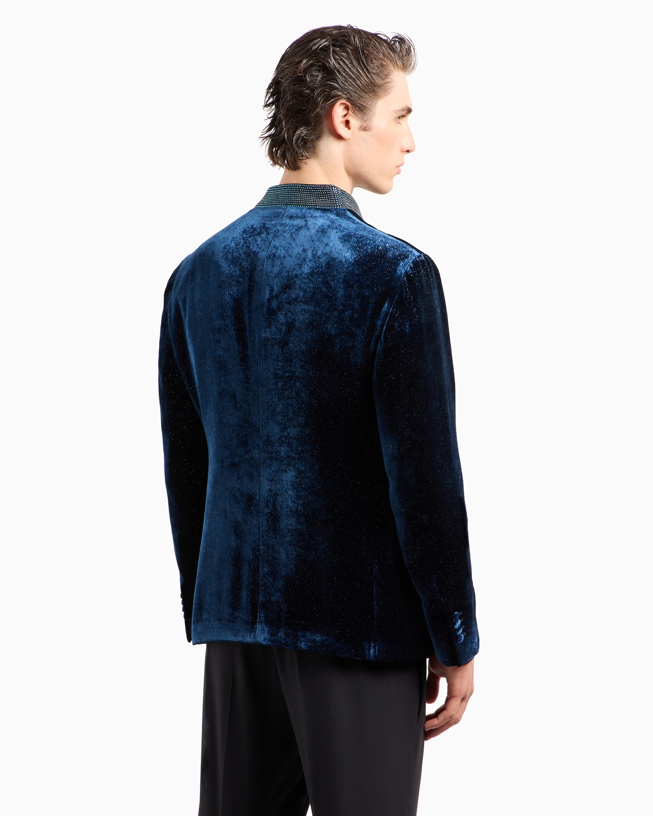 Upton line single-breasted jacket in rhinestoned velvet - 3