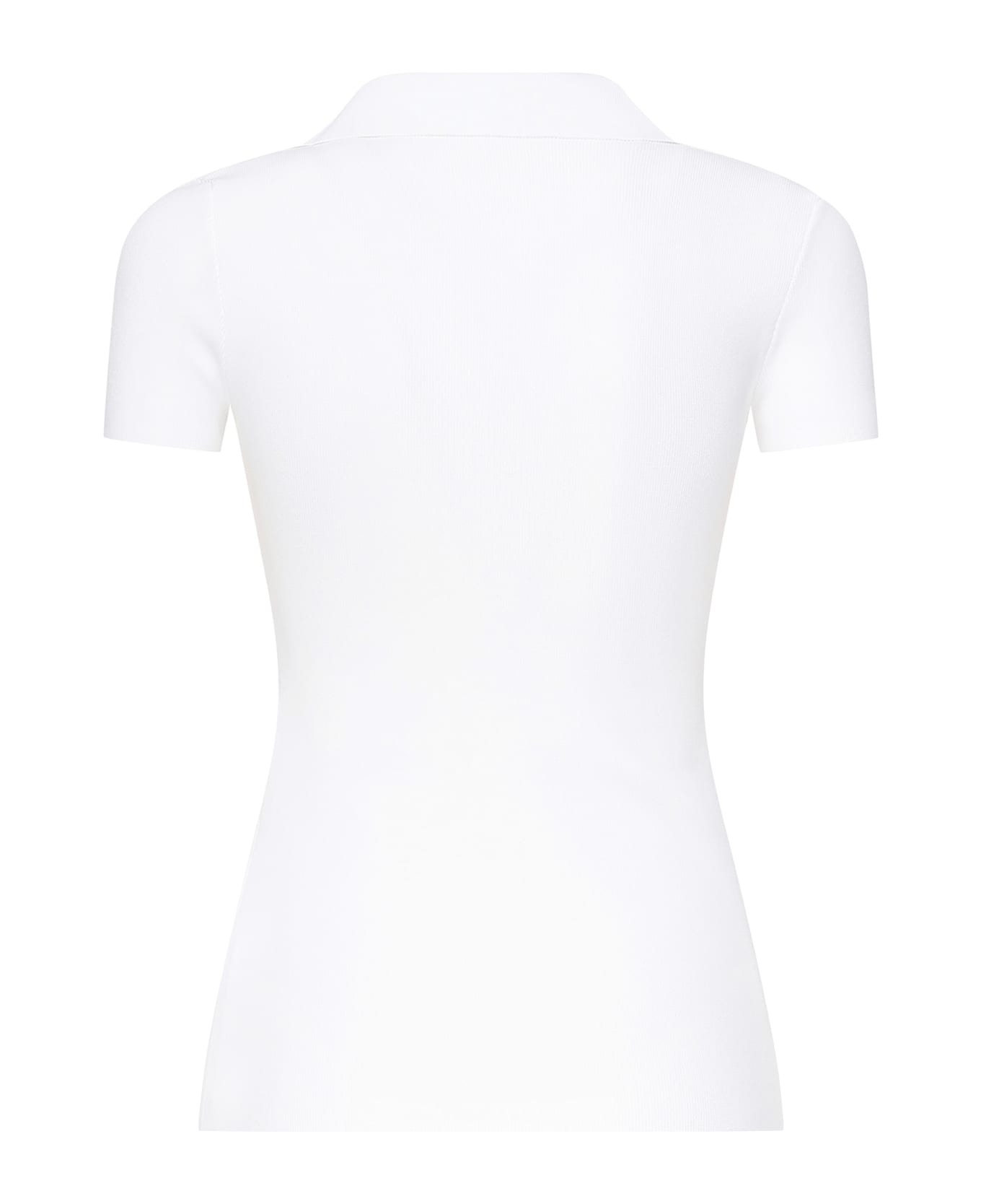White Viscose Blend Polo Shirt - 3