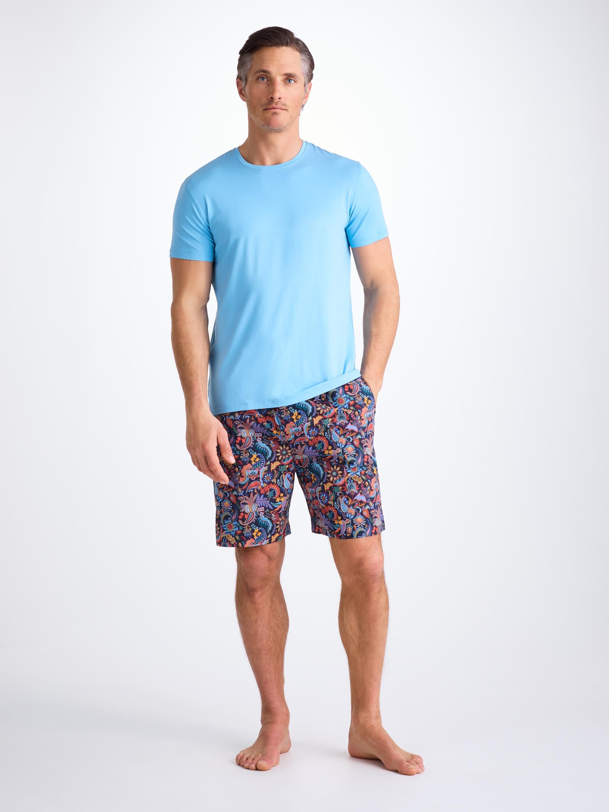 Men's Lounge Shorts Cotton Batiste Multi Jungle Paisley Print - 3