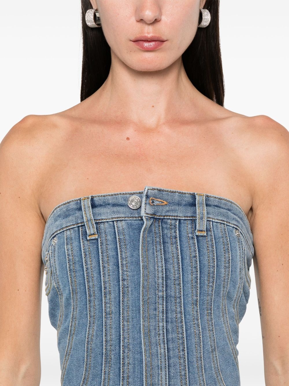 spiral denim bustier - 5