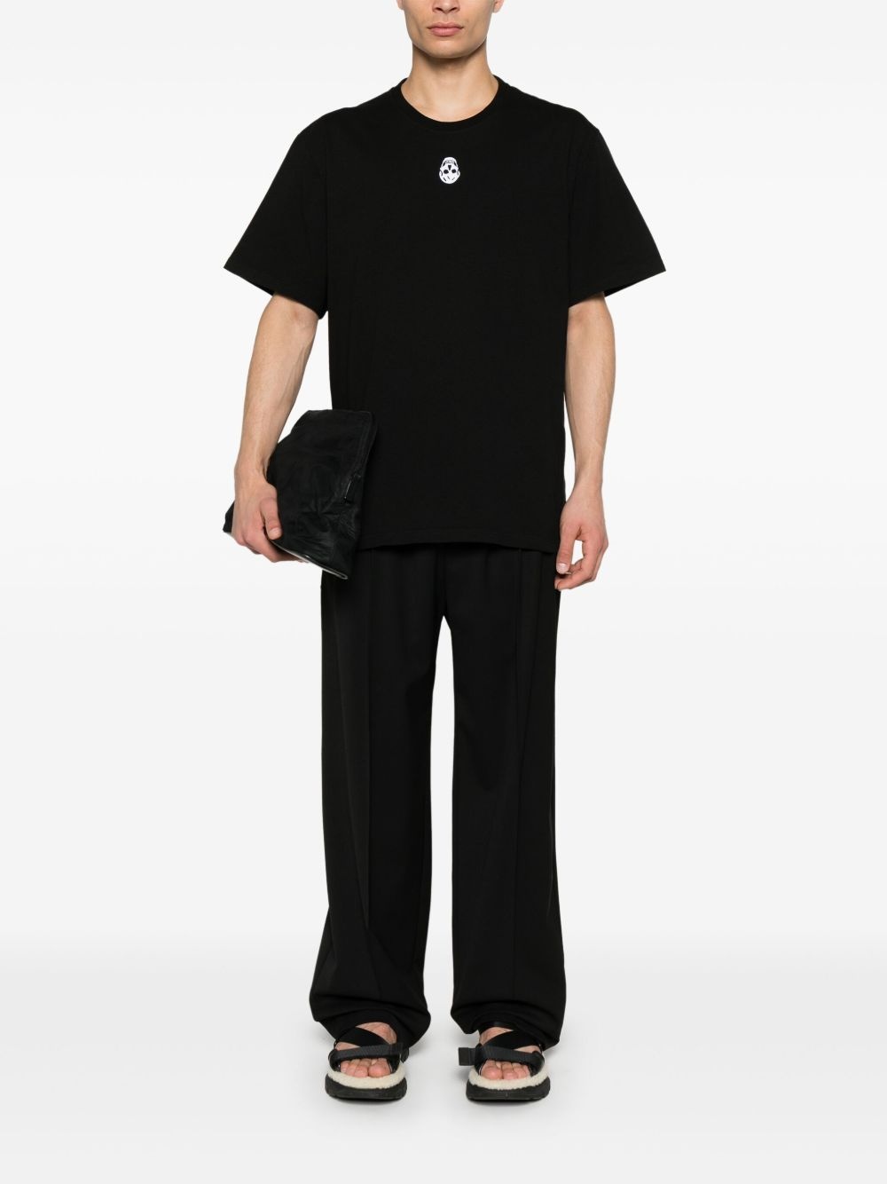 skull-flocked T-shirt - 2