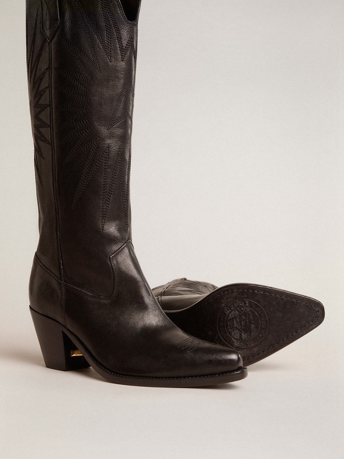 Wish Star boots in black leather with tone-on-tone inlay star - 4