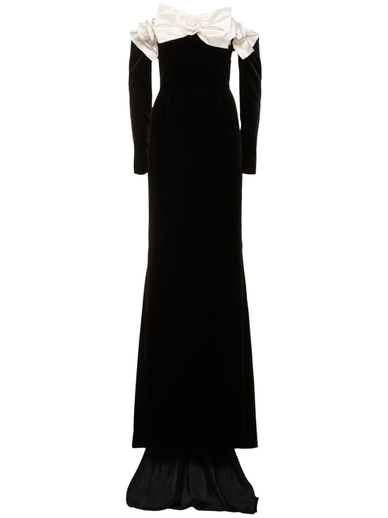 ワンピース ALESSANDRA RICH Velvet off the shoulder dress Alessandra Rich Off-shoulder velvet maxi dress