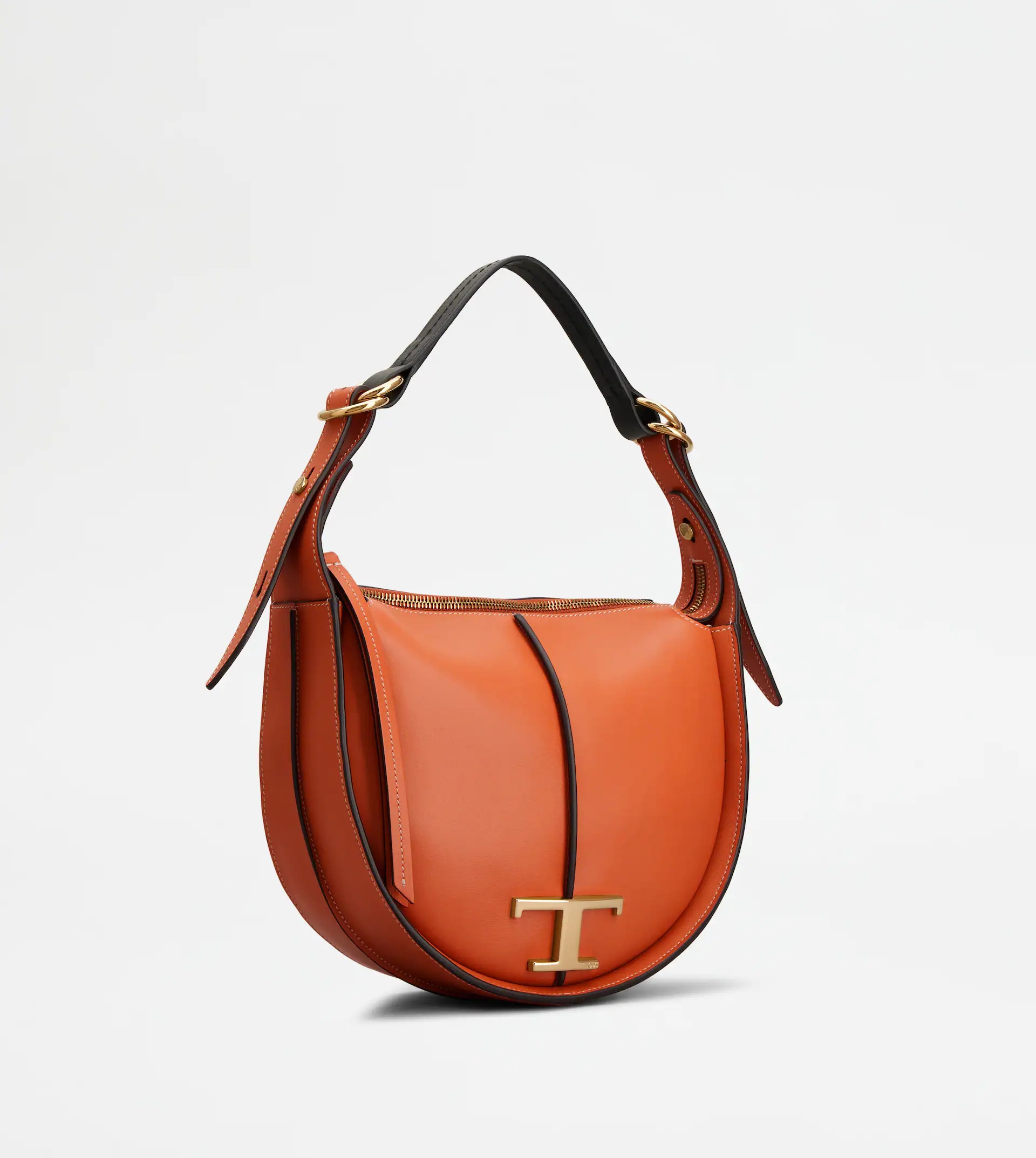 TIMELESS HOBO BAG IN LEATHER SMALL - ORANGE - 3