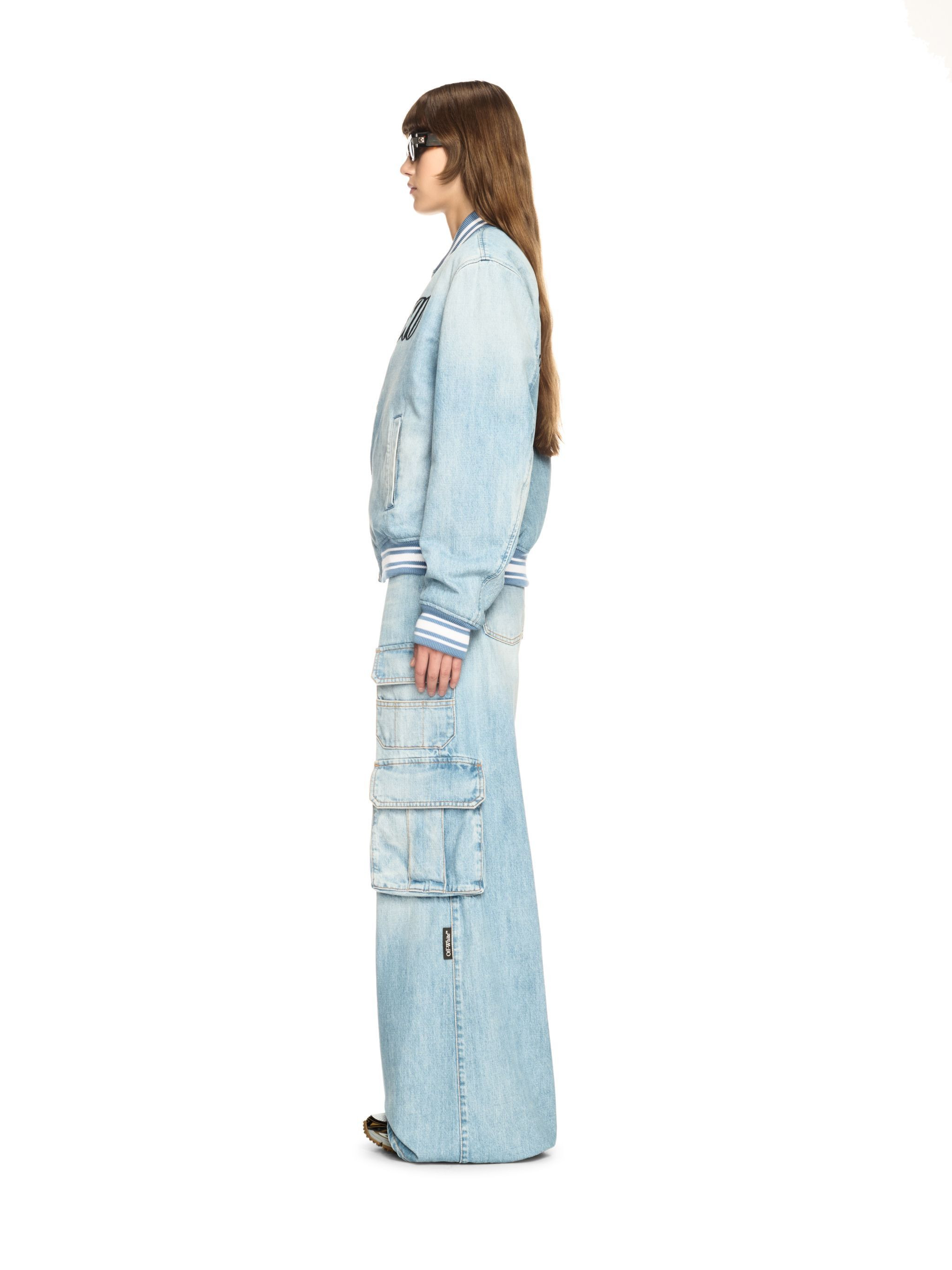 Light Blue Denim Wide-leg Cargo Pants - 3
