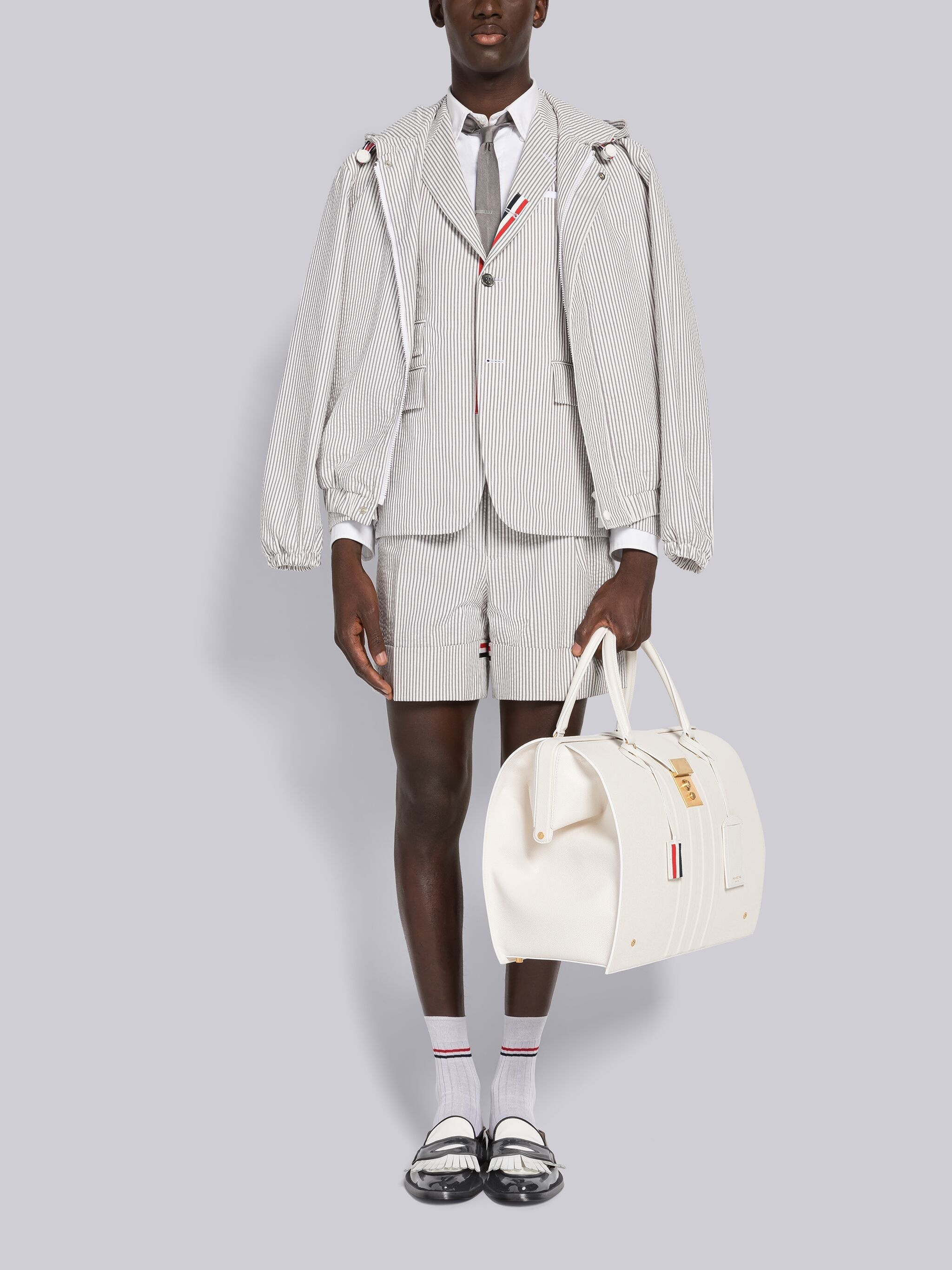 Seersucker Grosgrain Placket Sport Coat - 4