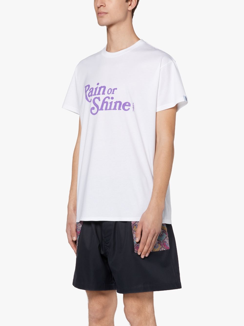 WHITE X PURPLE COTTON RAIN OR SHINE T-SHIRT - 3