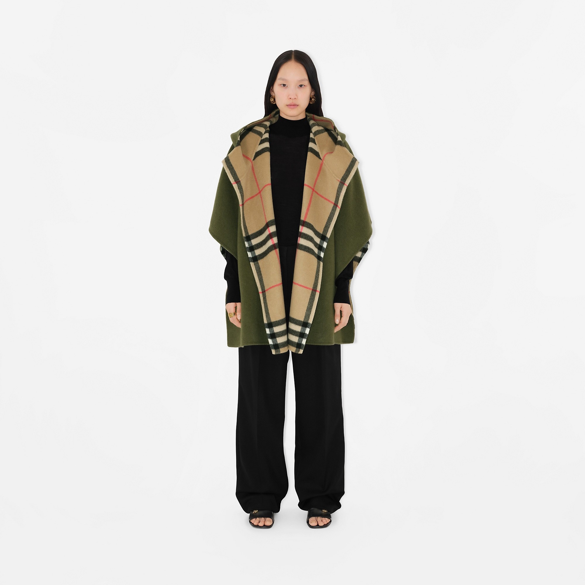 Cashmere Reversible Hooded Cape - 2