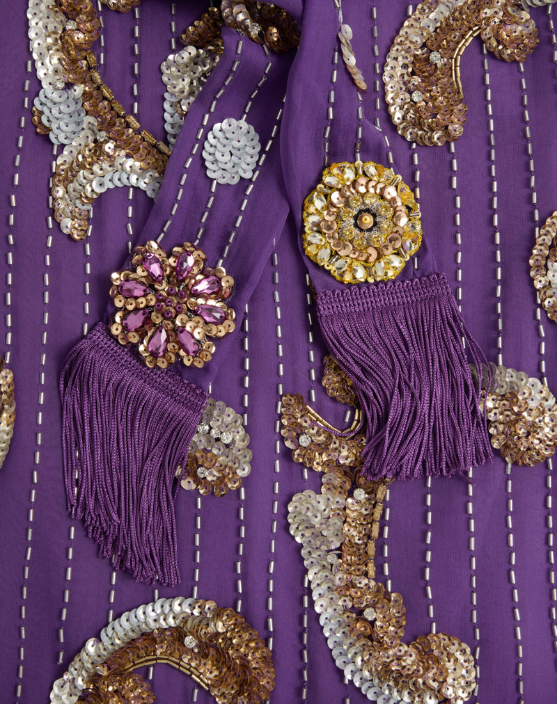 EMBROIDERED CHIFFON DRESS WITH FEATHERS 8