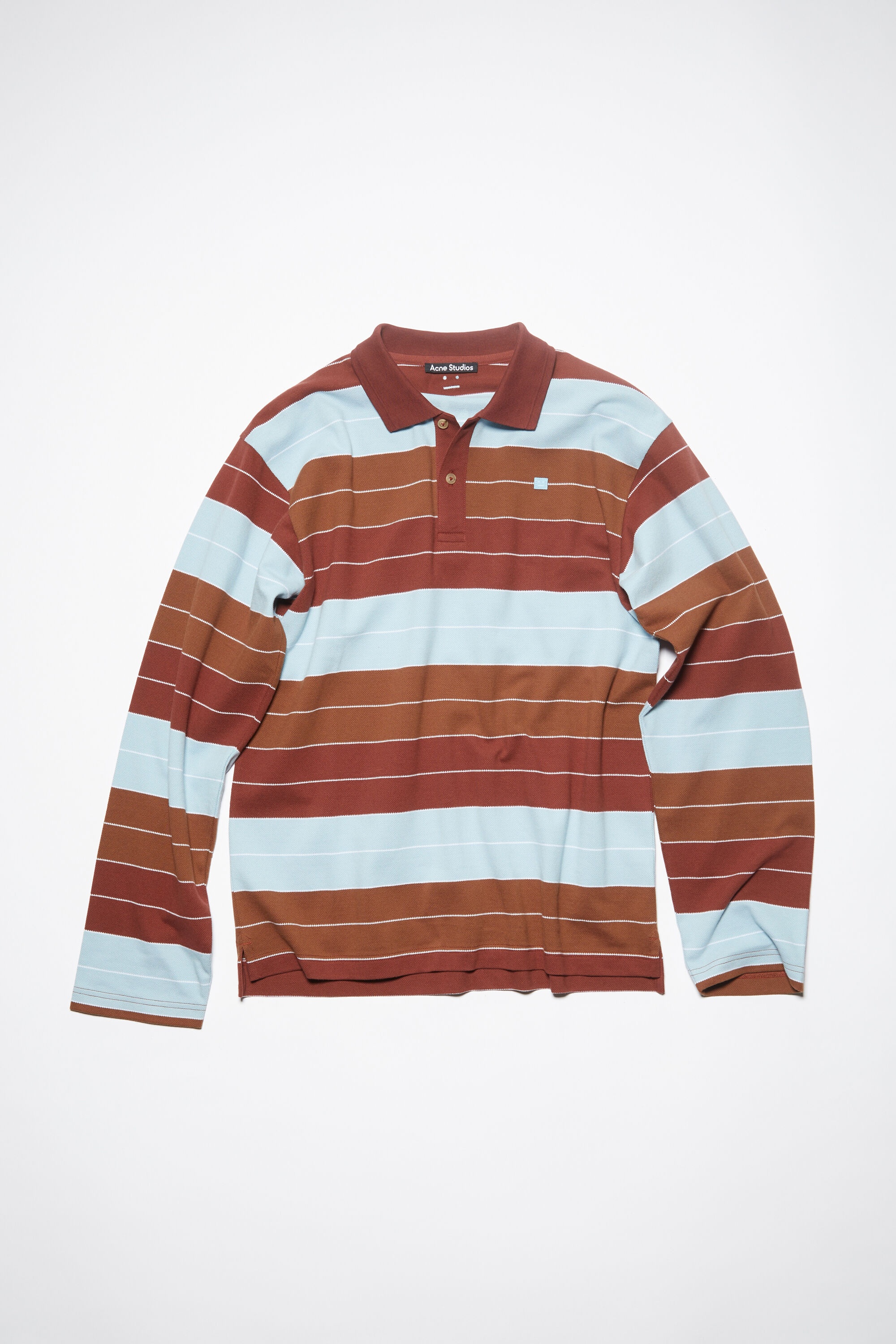 Polo long sleeve t-shirt - Relaxed fit - Deep red/dusty blue - 1