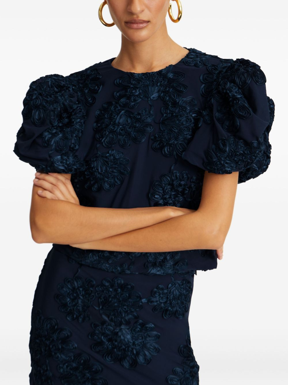 3D floral-mesh mini skirt - 4