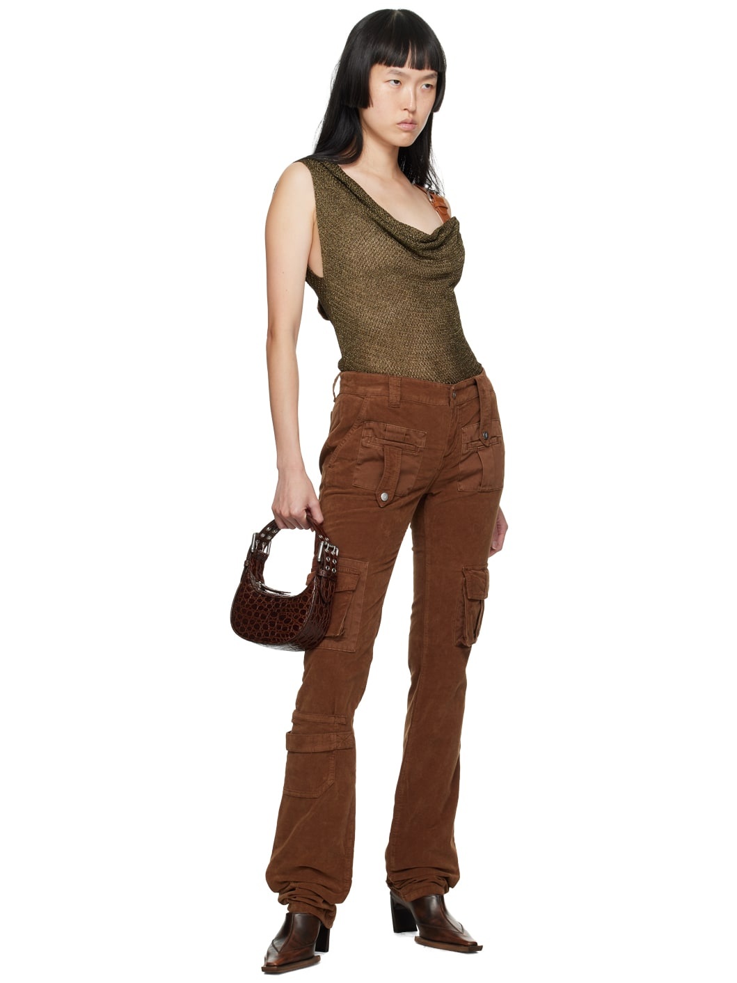 Brown Cargo Pocket Trousers - 4