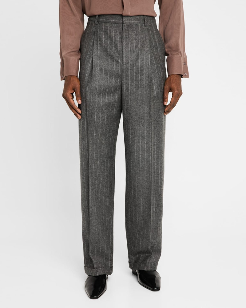 Men's Wool Relaxed Fit Single-Pleated Trousers 4