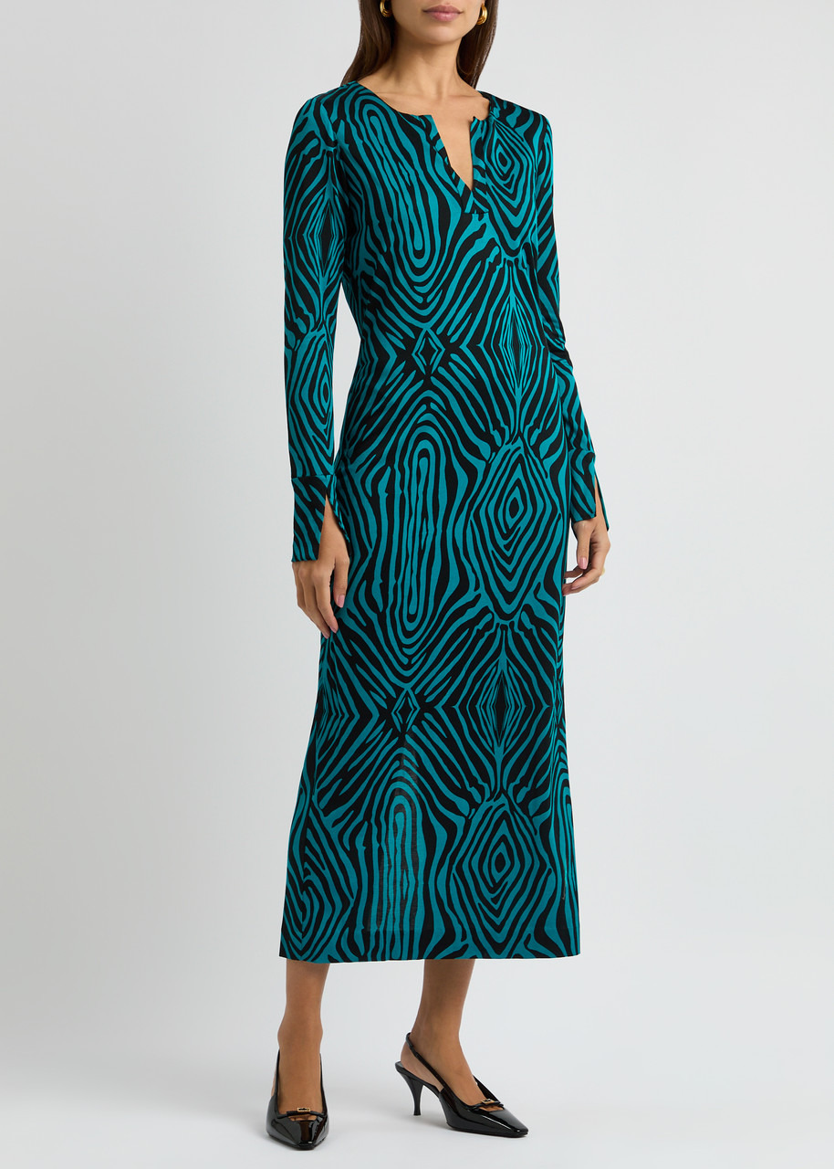 Diane Von Furstenberg Sonca Zebra-print Jersey Midi Dress - 2