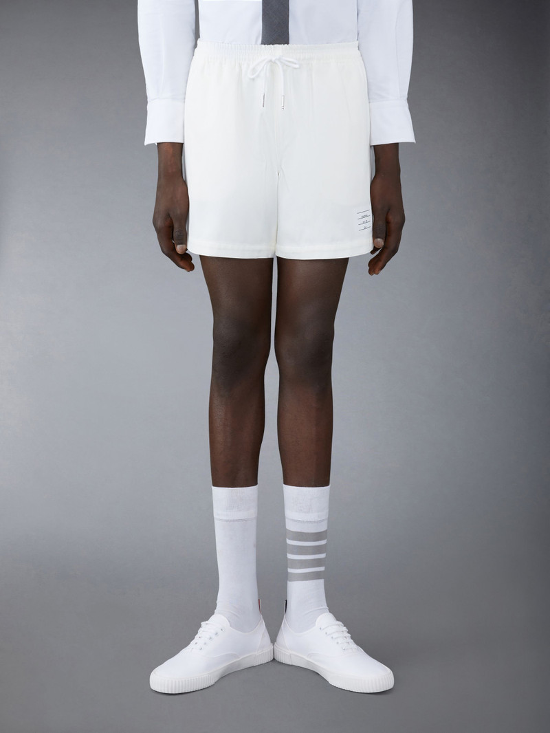 White Cotton Twill Drawstring Rugby Shorts 1