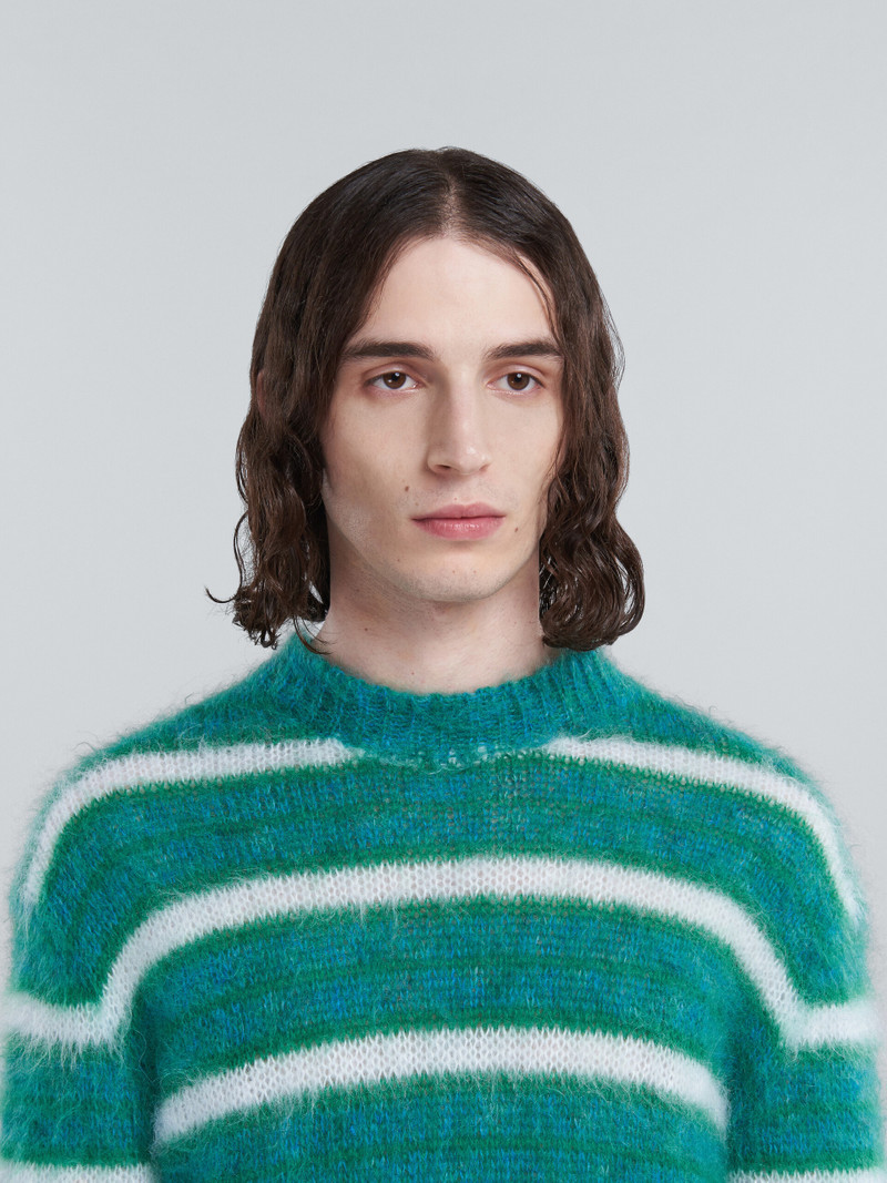 TURQUOISE STRIPED MOHAIR SWEATER 4