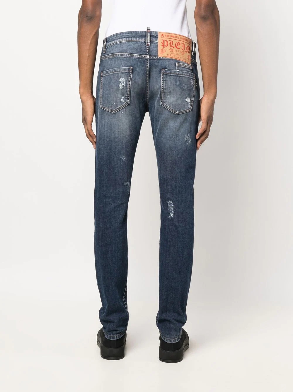 distressed skinny-cut jeans - 4