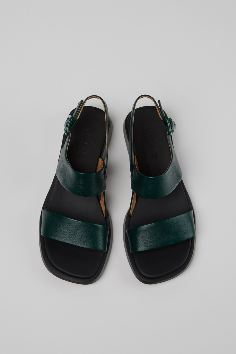 Dark green Leather Sandals for Women. 4