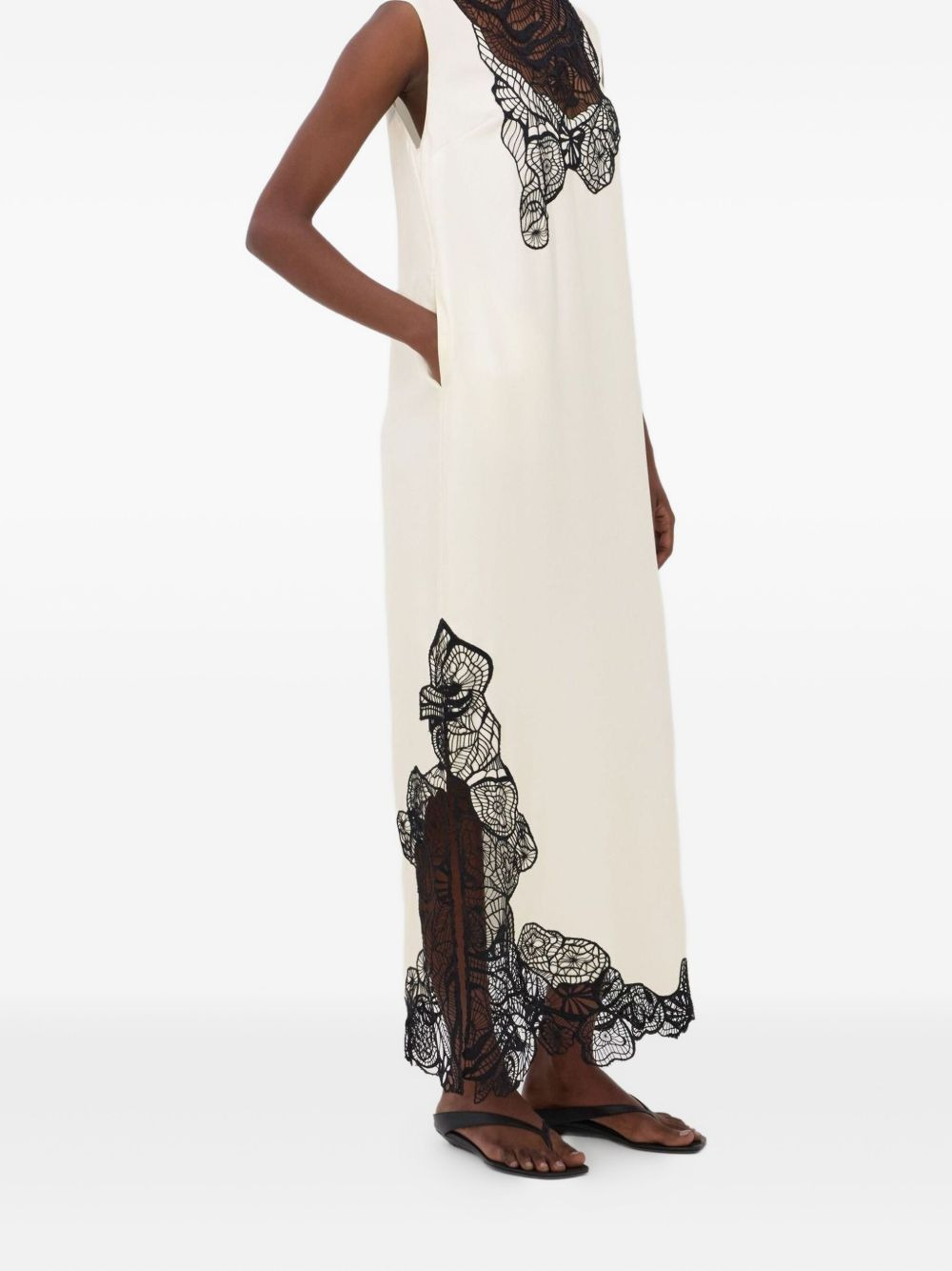 Uma lace-trim silk midi dress - 3