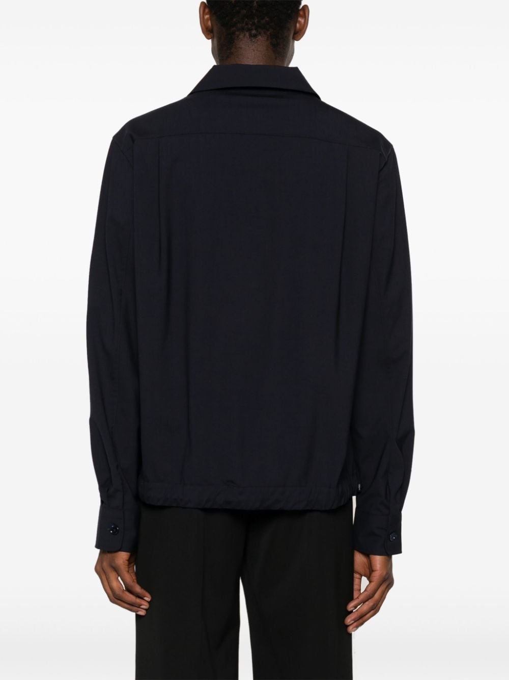 drawstring wool-blend shirt jacket - 4