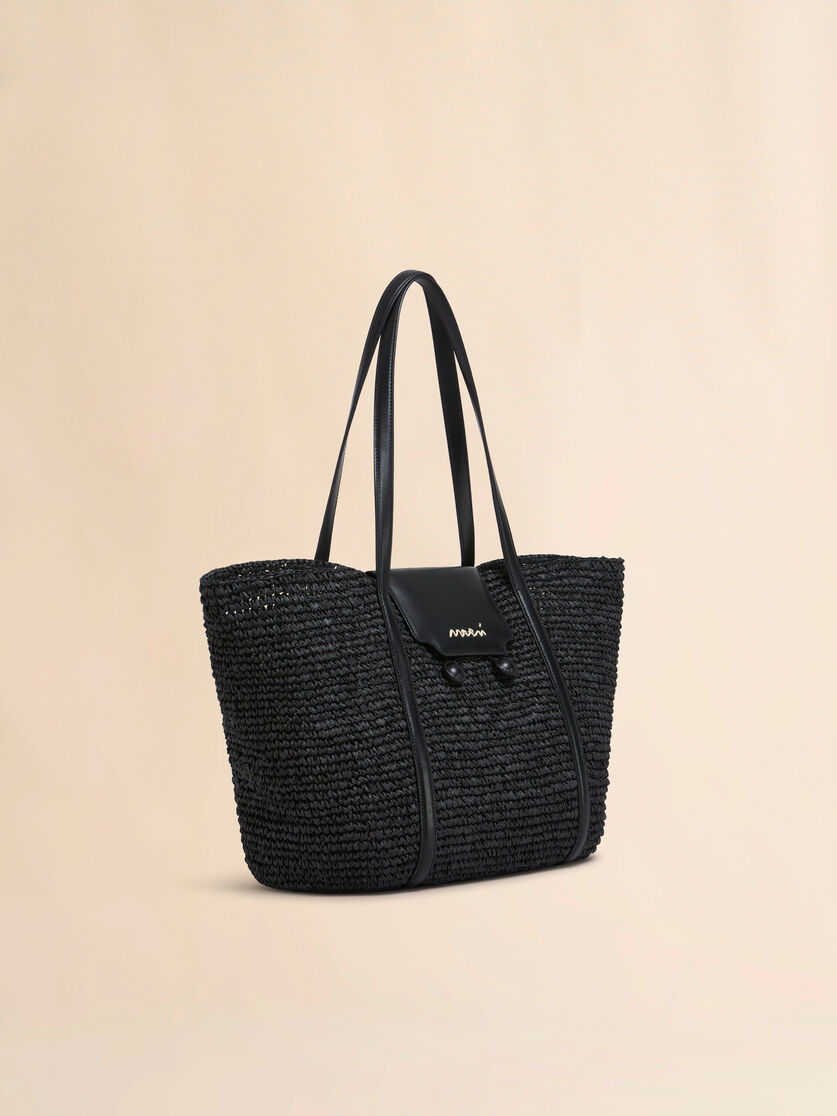 MEDIUM BLACK RAFFIA-EFFECT TRUNKAROO BEACH BAG - 6