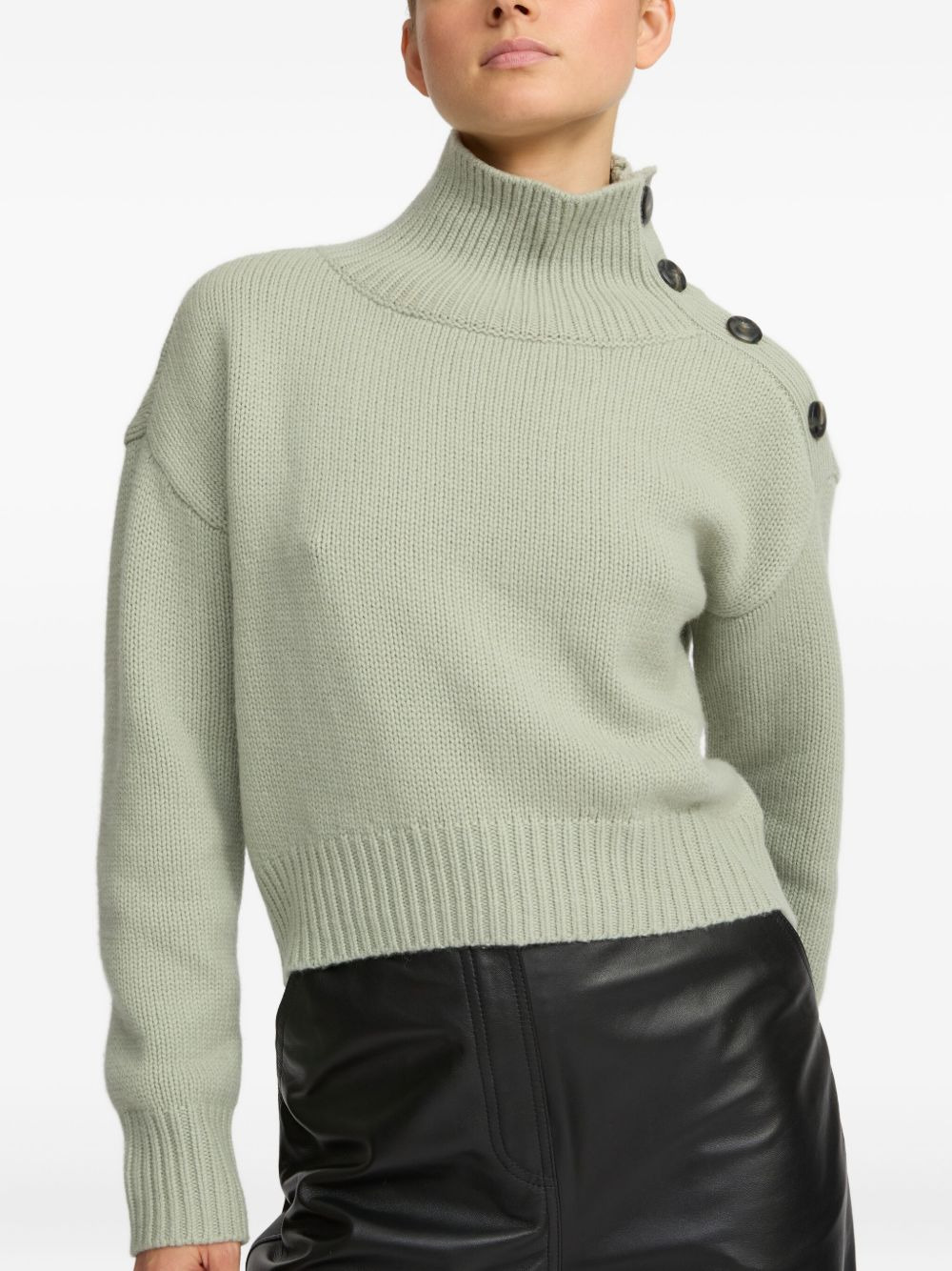 high-neck button-detail sweater - 3