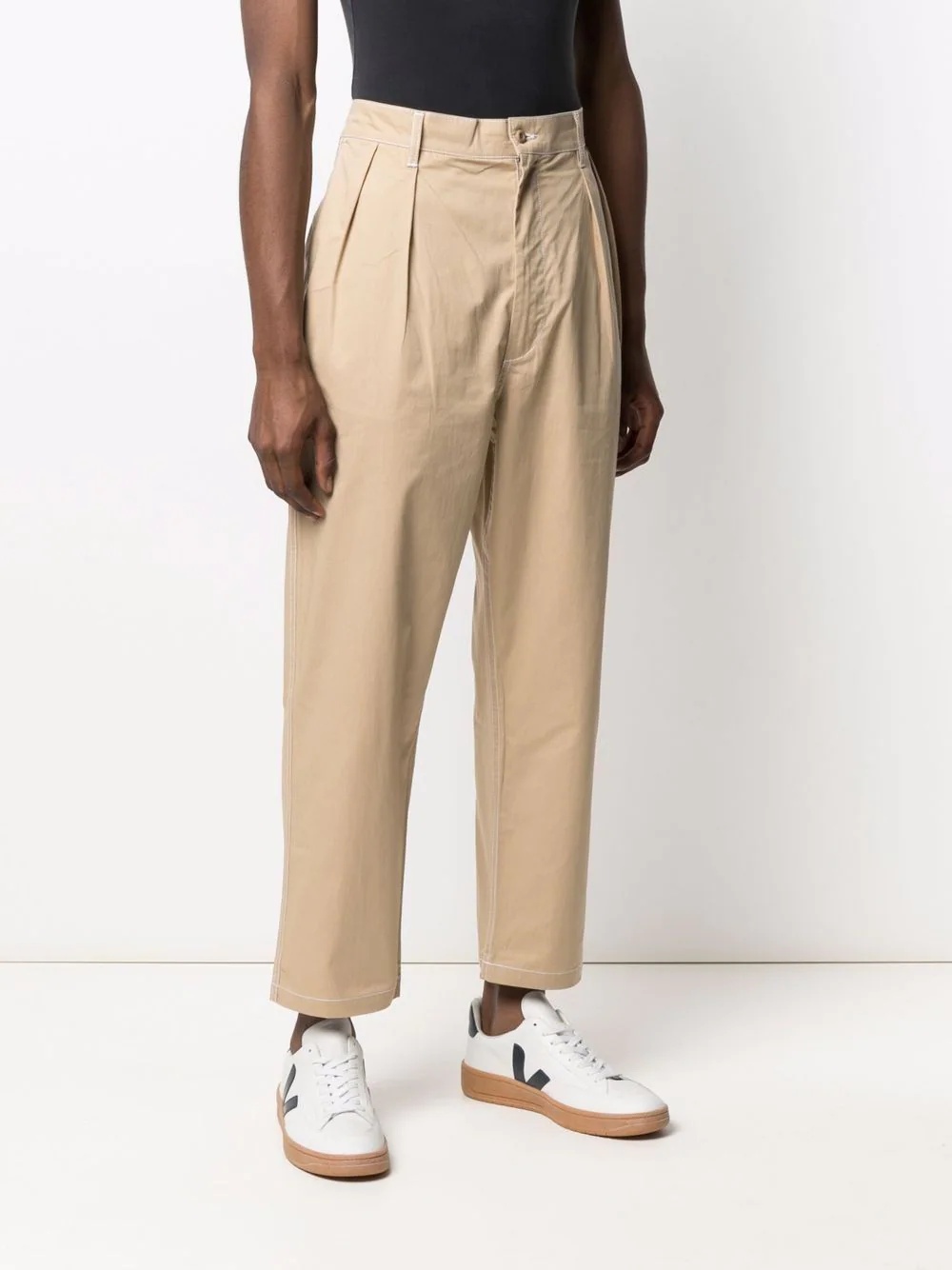 pleated cropped tapered trousers - 3